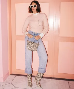 ESAI slim fit trui met sierstenen - pinkaboo melange