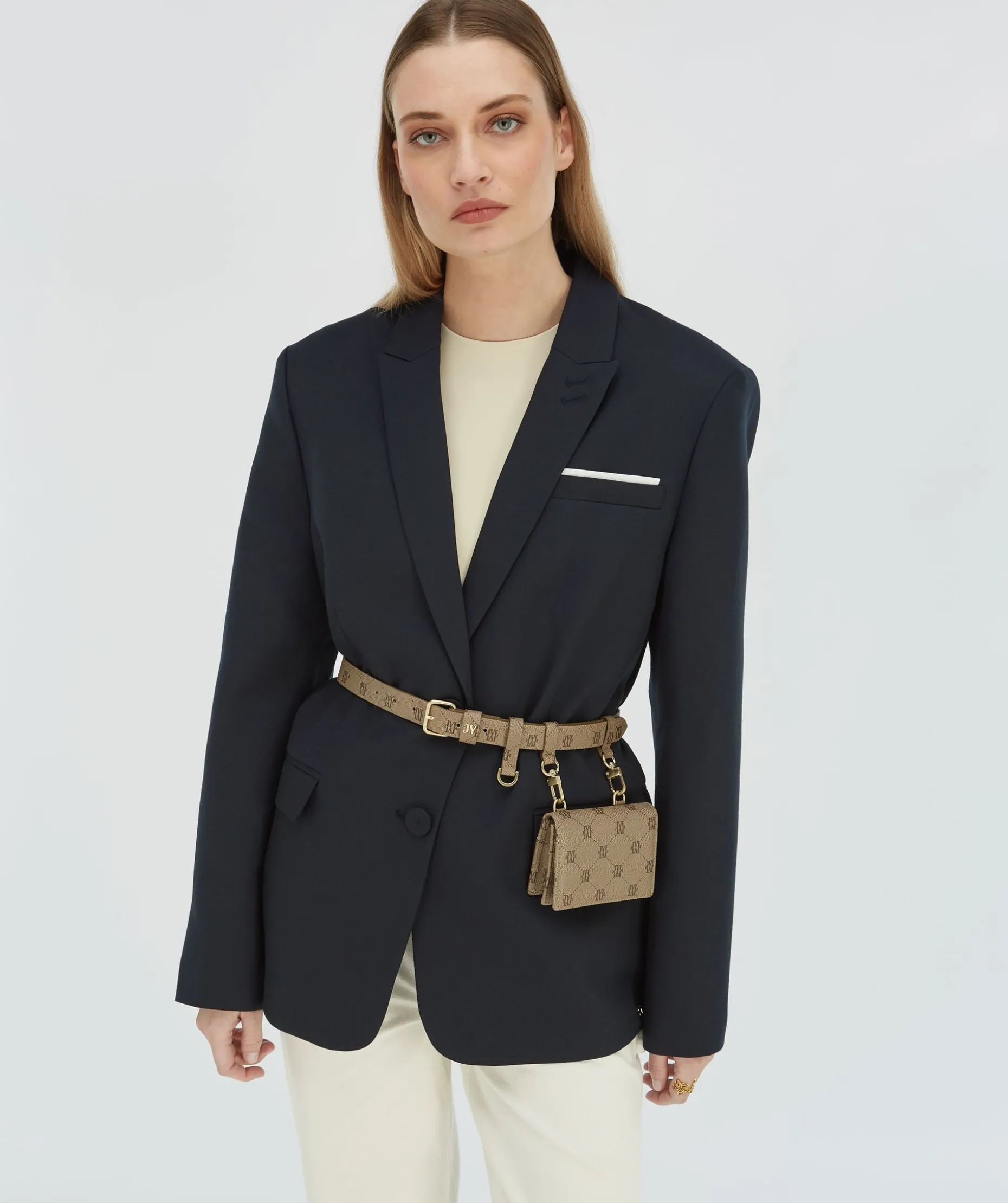 EVAI riem met logoprint - mink