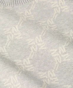 FAE slim fit trui met logoprint - grey melange