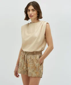 FLORIAN regular fit shorts met metallic details - dusty lilac gold