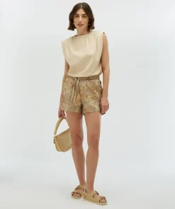 FLORIAN regular fit shorts met metallic details - dusty lilac gold