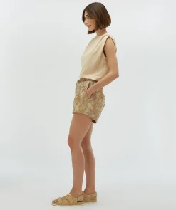 FLORIAN regular fit shorts met metallic details - dusty lilac gold