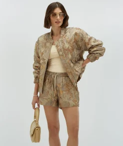 FLORIAN regular fit shorts met metallic details - dusty lilac gold