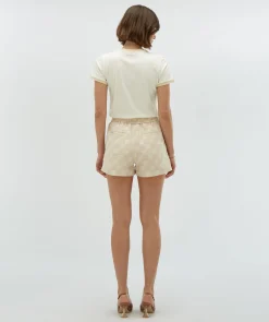 FLORIAN regular fit shorts met logoprint - ecru