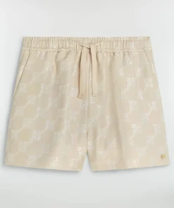 FLORIAN regular fit shorts met logoprint - ecru