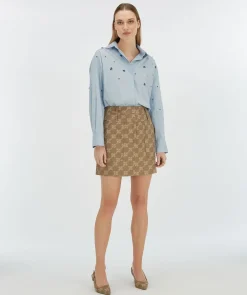 HAVA minirok met logoprint - mink