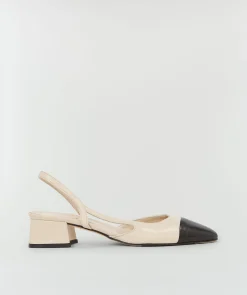 HELLIE slingbacks met contrasterende neus - beige black