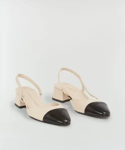HELLIE slingbacks met contrasterende neus - beige black