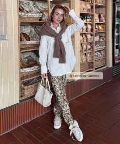 HINKE high waisted broek met slangenprint - snake