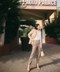 HINKE high waisted broek met slangenprint - snake
