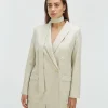 ISE straight fit blazer met strap - salt melange