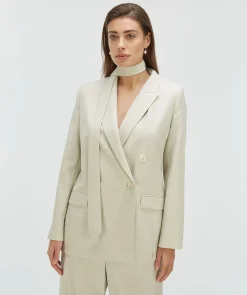 ISE straight fit blazer met strap - salt melange