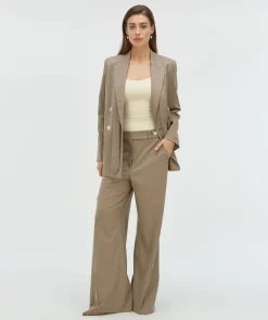 ISE straight fit blazer met strap - mink melange