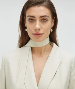 ISE straight fit blazer met strap - salt melange