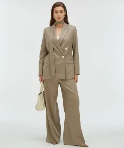 ISE straight fit blazer met strap - mink melange