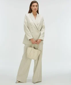ISE straight fit blazer met strap - salt melange
