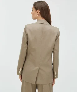 ISE straight fit blazer met strap - mink melange