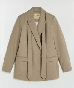 ISE straight fit blazer met strap - mink melange