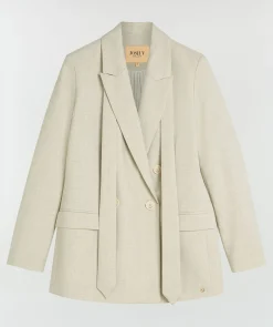 ISE straight fit blazer met strap - salt melange