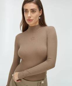 JACKY super skinny fit coltrui met logo - mink