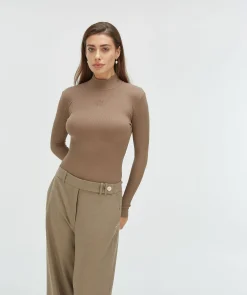 JACKY super skinny fit coltrui met logo - mink