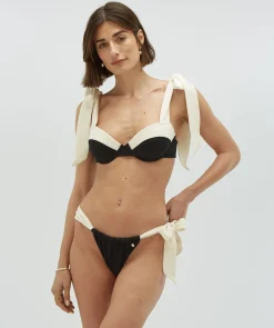 JAENY mid rise bikinibroekje - black creme white