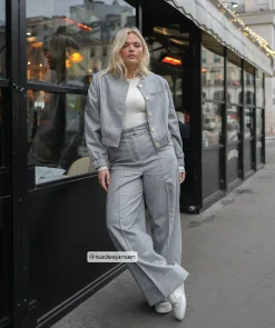 JAGGER wide leg pantalon met lurex - grey silver