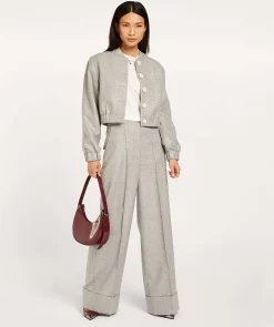 JAGGER wide leg pantalon met lurex - grey silver