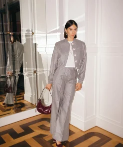 JAGGER wide leg pantalon met lurex - grey silver