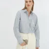JENNIE regular fit blouse met strepen en ruches - bright blue off white