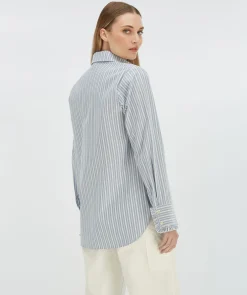 JENNIE regular fit blouse met strepen en ruches - bright blue off white