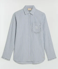 JENNIE regular fit blouse met strepen en ruches - bright blue off white