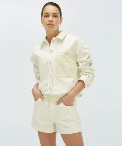 JOLETTE cropped regular fit jacket - light ecru