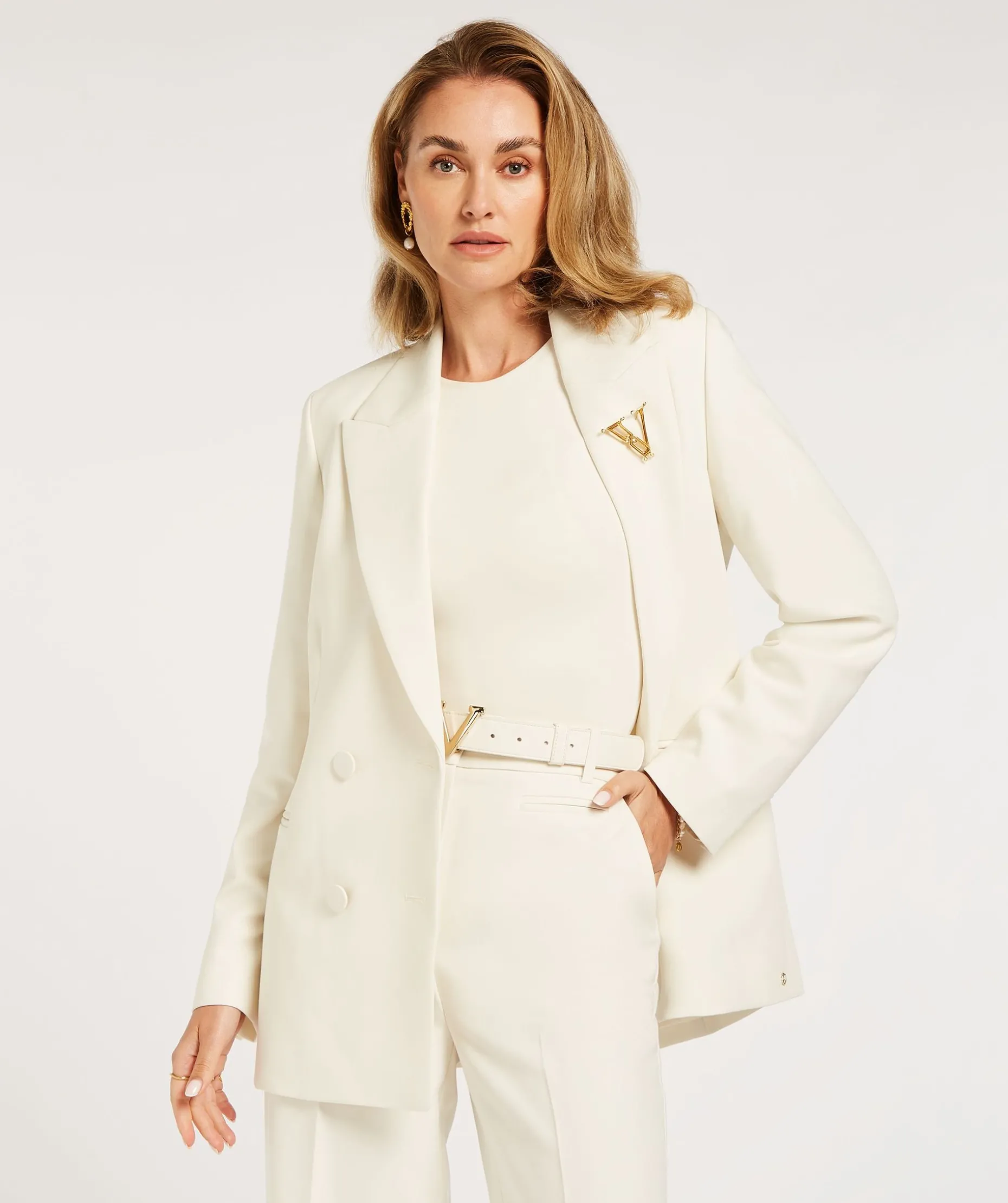 JV DILLEN straight fit blazer - creme white