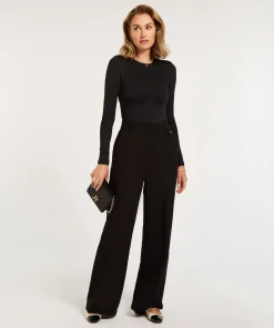 JV KATE high rise wide leg pantalon - black