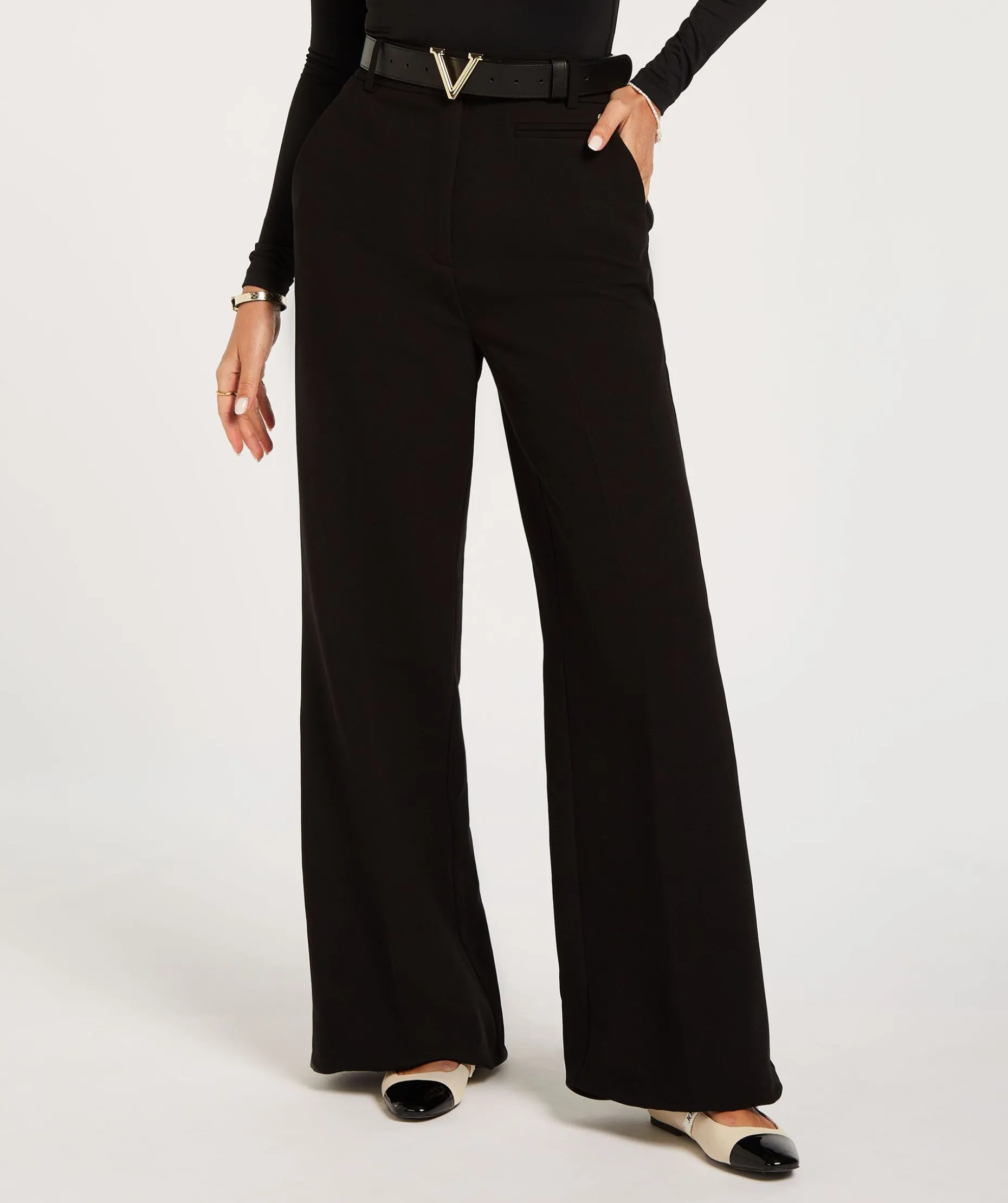 JV KATE high rise wide leg pantalon - black