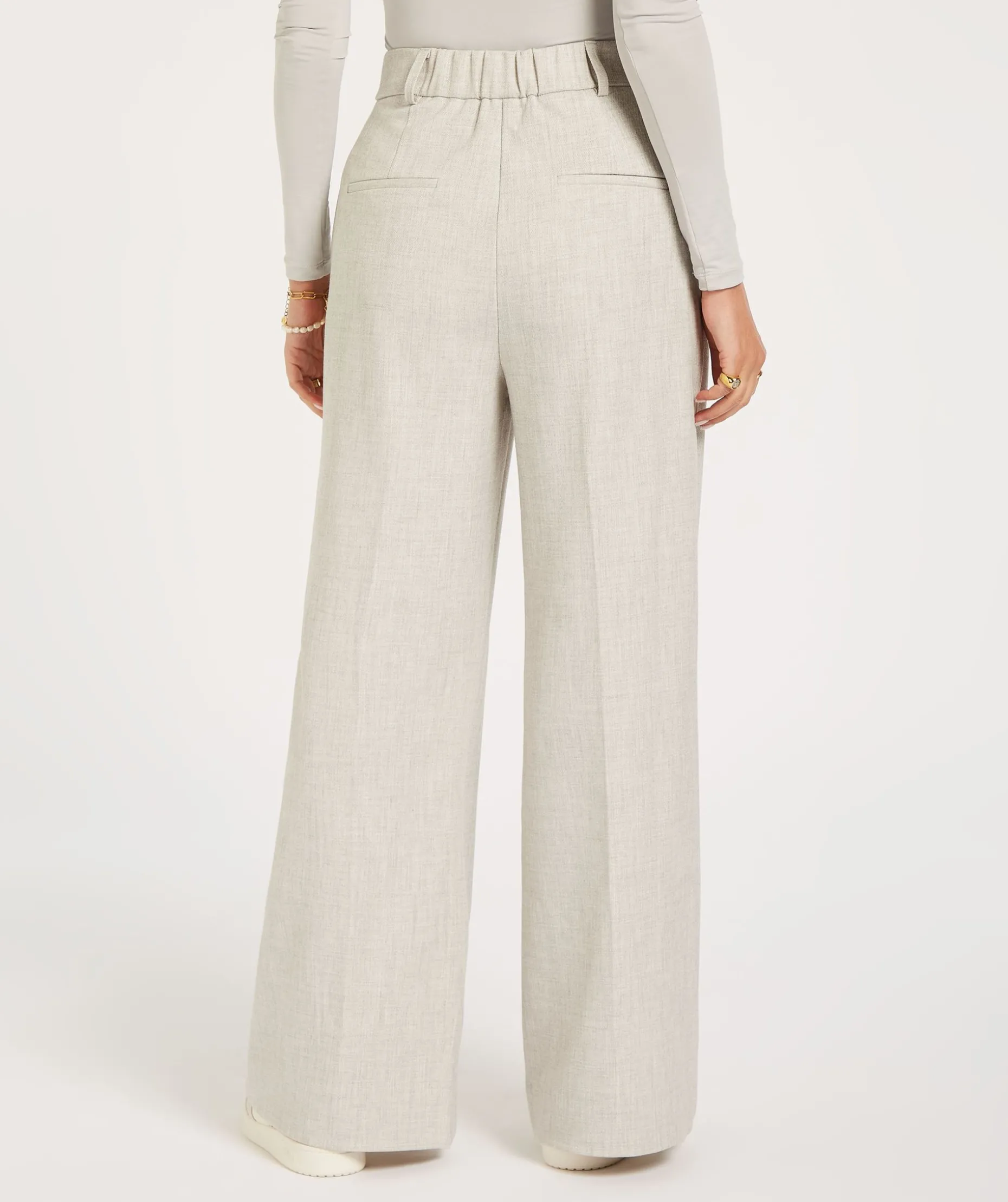 JV KATE high rise wide leg pantalon - light grey melange