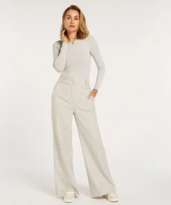 JV KATE high rise wide leg pantalon - light grey melange