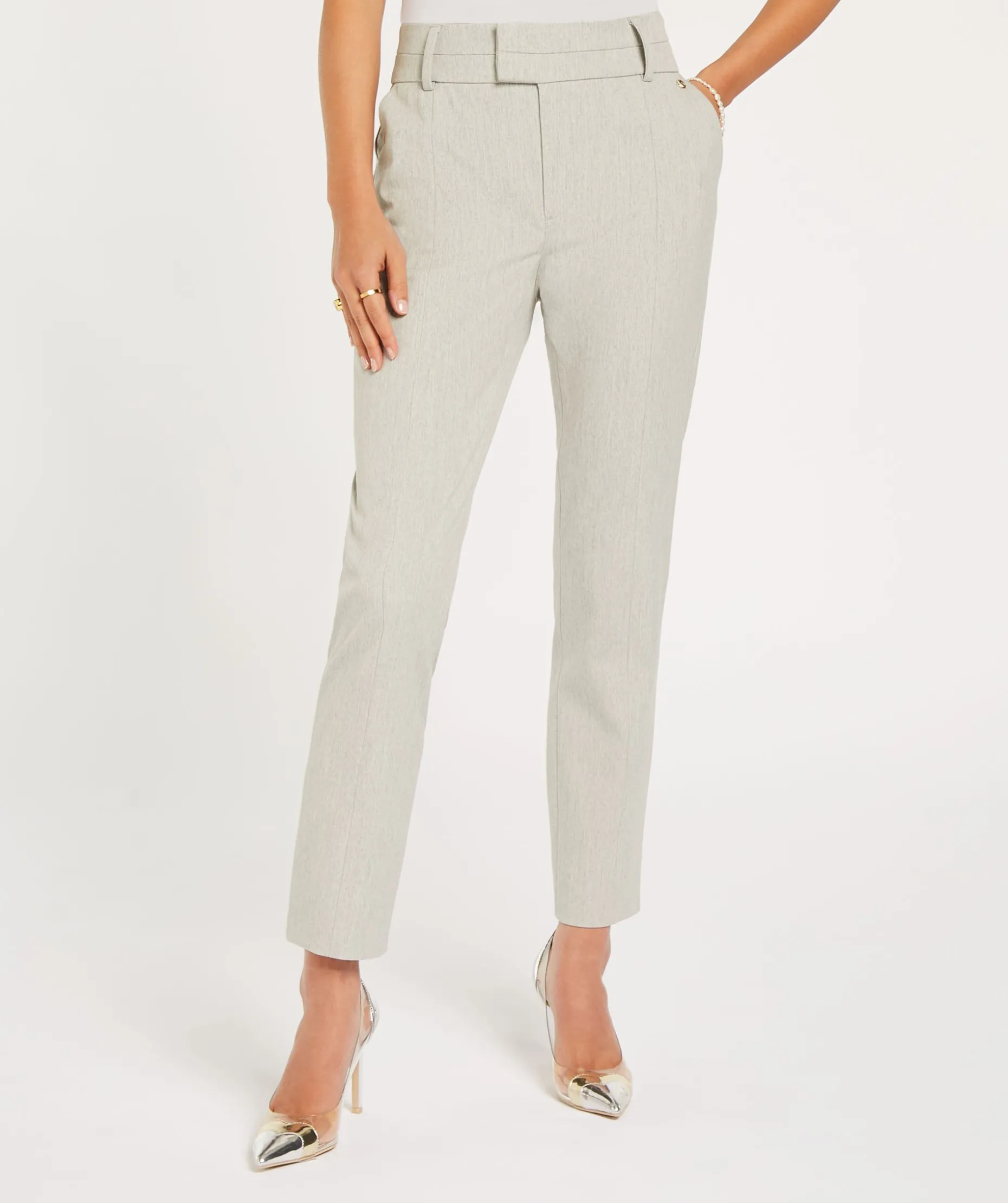 JV KRIS fitted pantalon - light grey melange