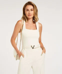 JV LINDE slim fit top - creme white