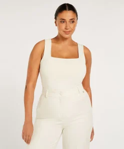 JV LINDE slim fit top - creme white