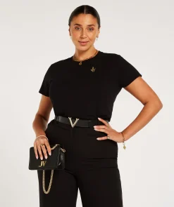 JV ZOE EMBROIDERY slim fit T-shirt - black