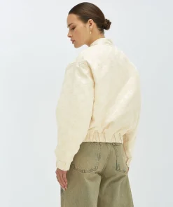 KELSEY oversized bomber met logoprint - ecru