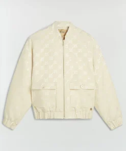 KELSEY oversized bomber met logoprint - ecru