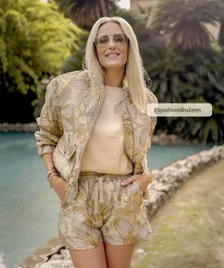 KELSEY oversized bomberjack met metallic details - dusty lilac gold