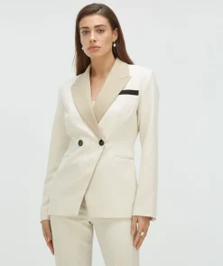KENNY fitted blazer met contrast effect - ecru