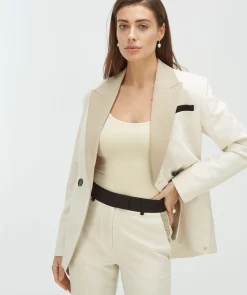 KENNY fitted blazer met contrast effect - ecru