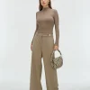 KYRIE wide leg pantalon - mink melange