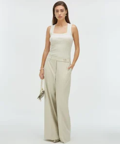 KYRIE wide leg pantalon - salt melange