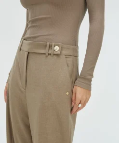 KYRIE wide leg pantalon - mink melange
